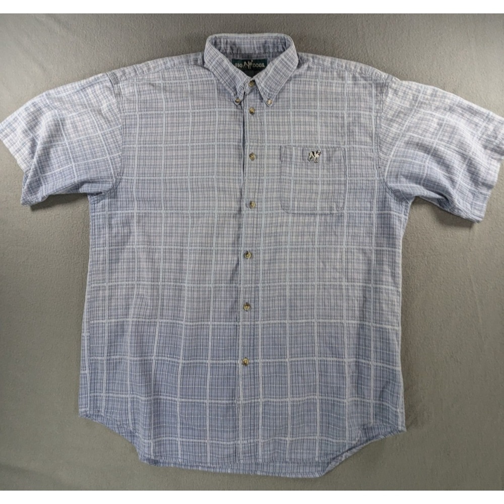 Big Dogs Mens Vintage 90s Plaid Button Down Shirt XL Blue White Short Sleeve - Picture 1 of 10
